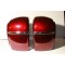 Боковые пластиковые кофры для мотоцикла красные с красными фонарями. Дизайн MUTAZU